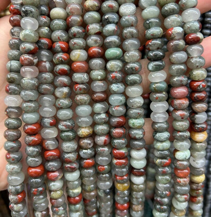 African Bloodstone Rondelle Beads 4x6mm 5x8mm 15''