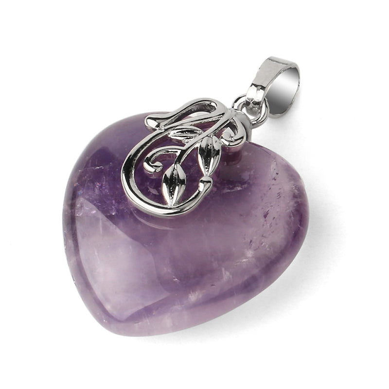 Quartz Pendant Necklace Heart Pendant Necklace Jewelry 18''