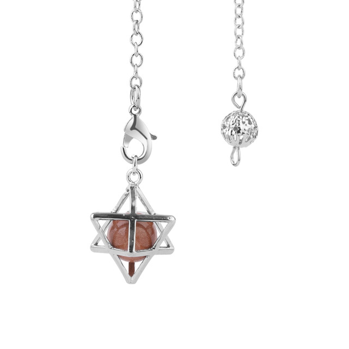 Merkaba Pendulum Stone Pendulums Chains Reiki Quartz Pendant Chains 7''