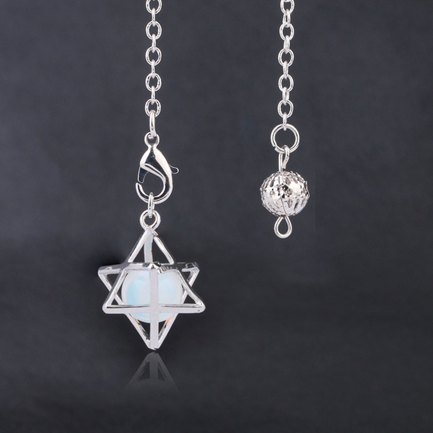 Merkaba Pendulum Stone Pendulums Chains Reiki Quartz Pendant Chains 7''