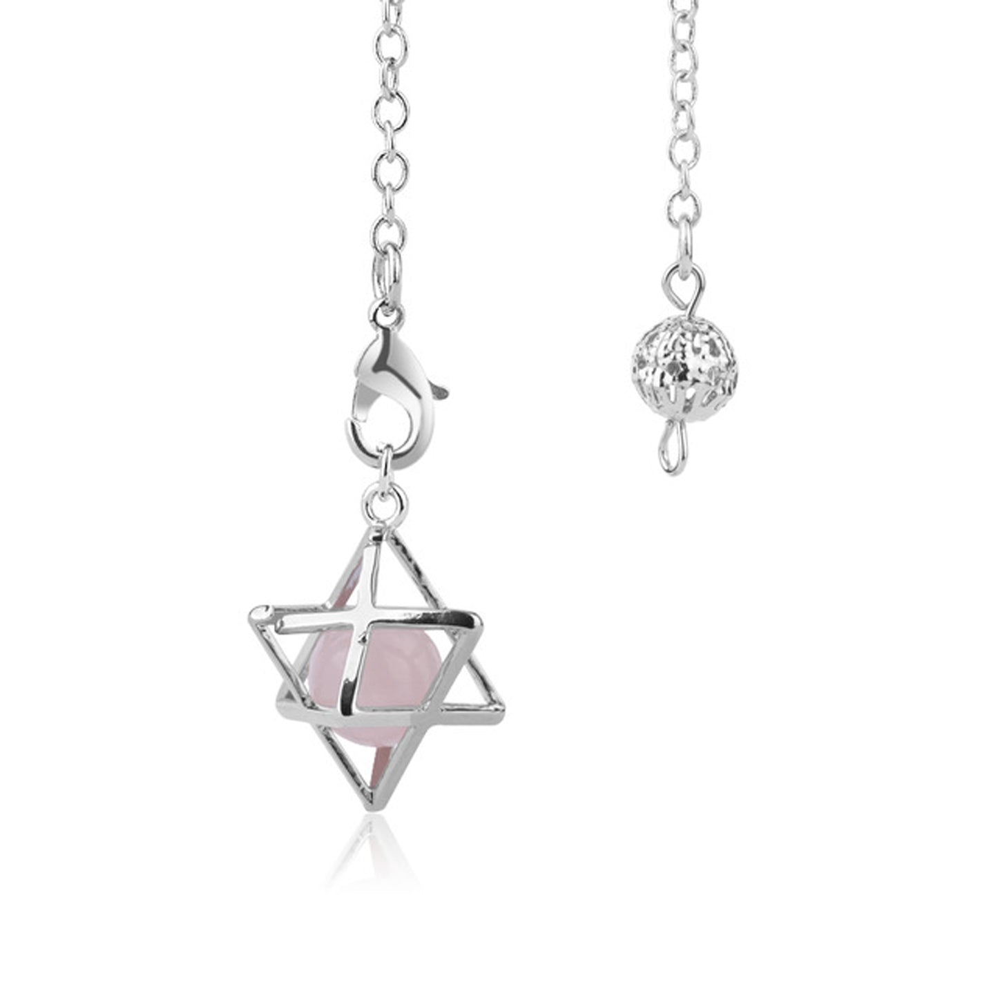 Merkaba pendul, naturlig ædelsten, pendulkæder, Reiki kvarts vedhængskæder 7''