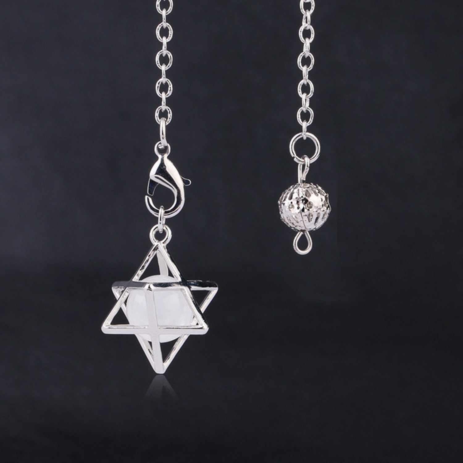 Merkaba Pendulum Stone Pendulums Chains Reiki Quartz Pendant Chains 7''