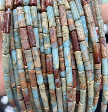 4x13mm Mix Impression Jasper Tube Beads 15''