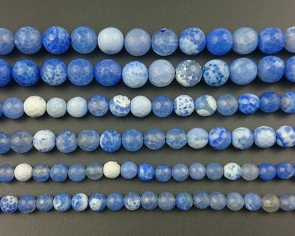 Blue Fire Agate Faceted Beads 6mm 8mm 10mm 12mm 15''