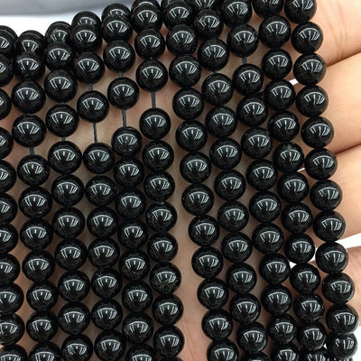 A Black Tourmaline Beads 4mm 6mm 8mm 10mm 12mm 15''
