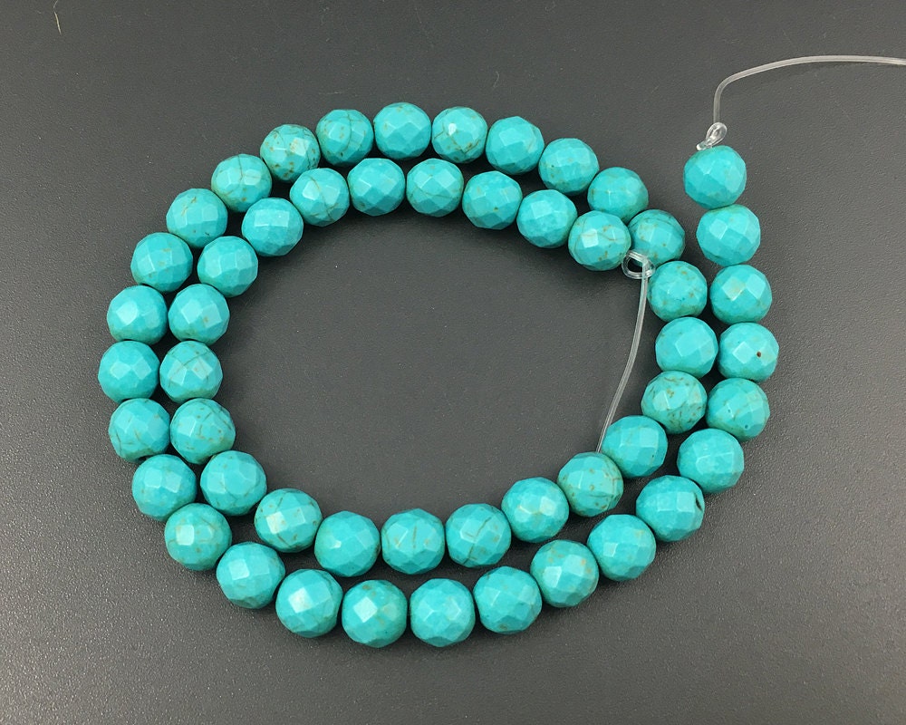Blue Howlite Turquoise Faceted Beads 6mm 8mm 10mm 12mm 15''