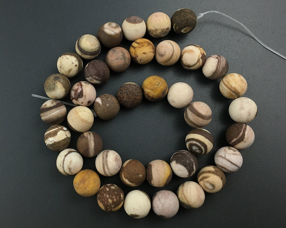 Brown Zebra Jasper Matte Beads 4mm 6mm 8mm 10mm 12mm 15''