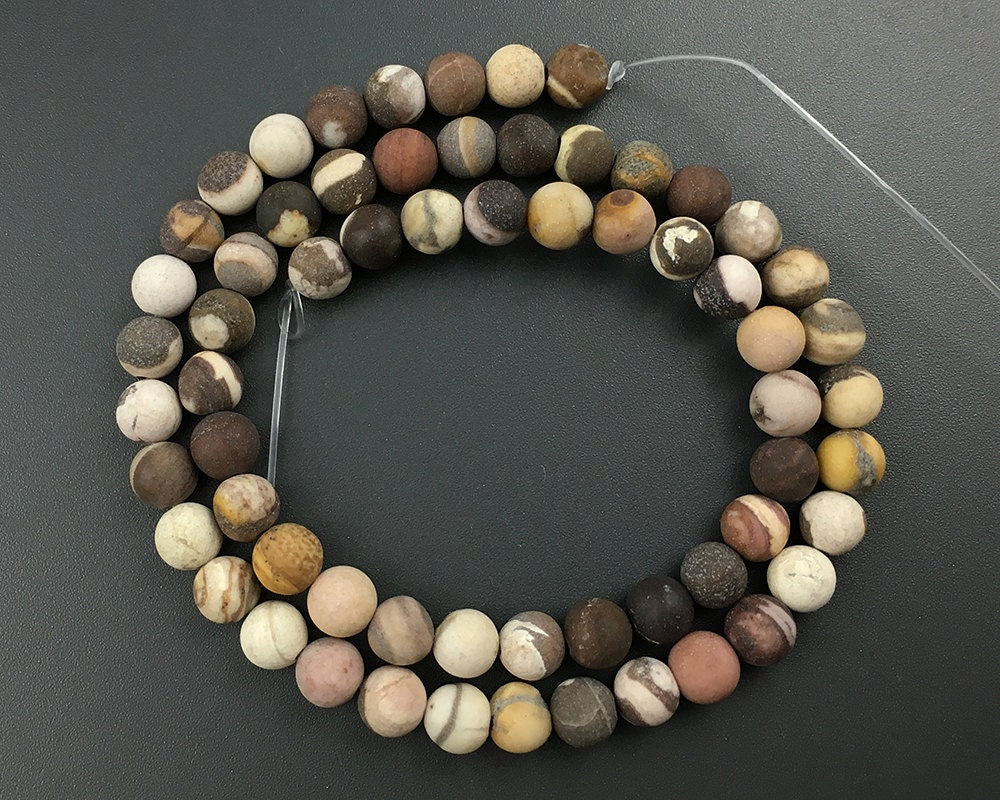 Brown Zebra Jasper Matte Beads 4mm 6mm 8mm 10mm 12mm 15''