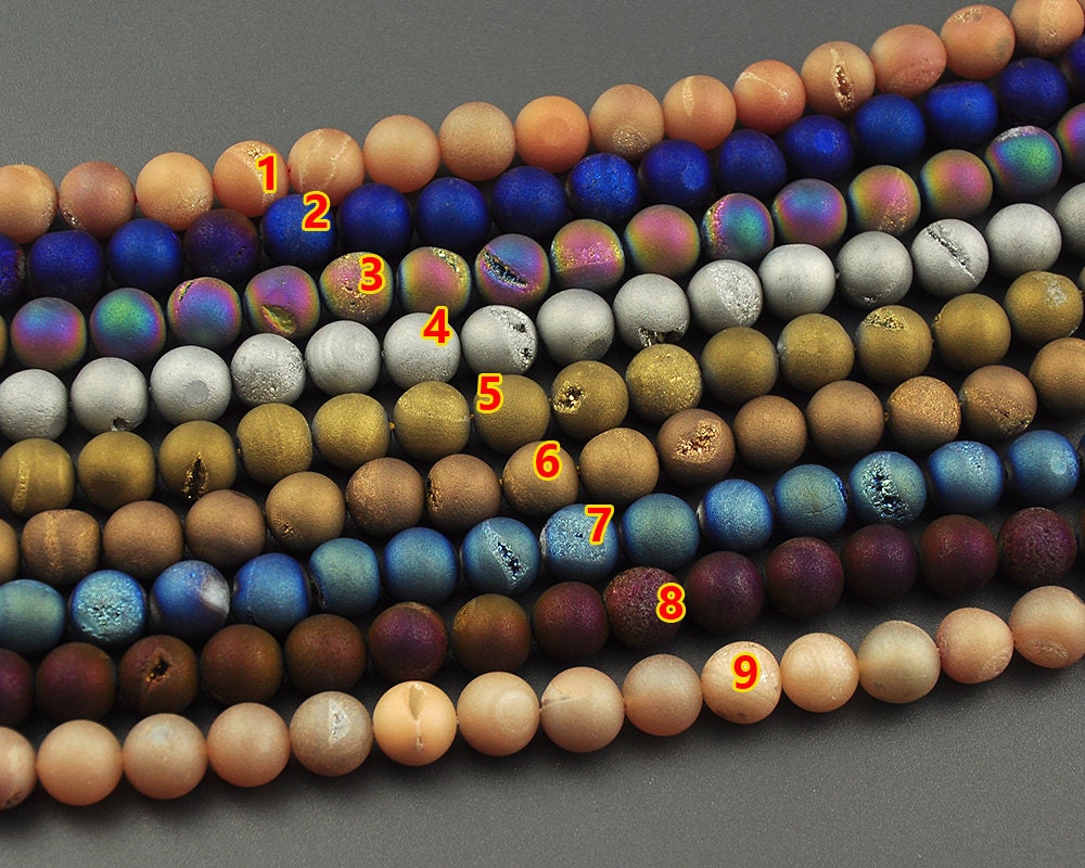 Mix Druzy Agate 6mm 8mm 10mm 12mm 14mm 15''