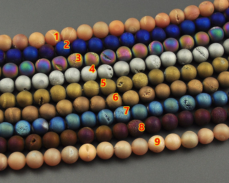 Mix Druzy Agate 6mm 8mm 10mm 12mm 14mm 15''