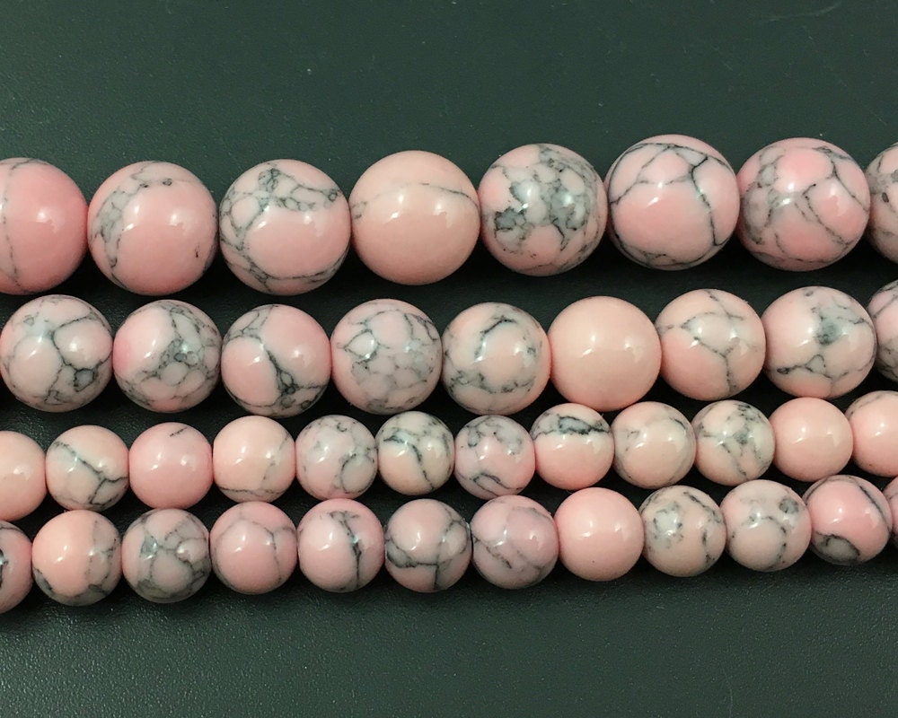 Peach Red Howlite Turquoise  4mm 6mm 8mm 10mm 12mm 15''