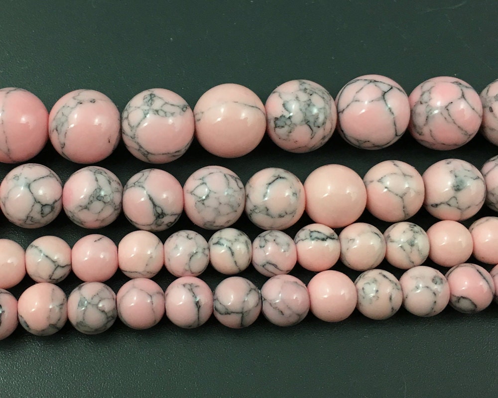 Peach Red Howlite Turquoise  4mm 6mm 8mm 10mm 12mm 15''