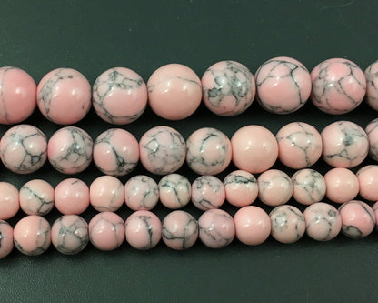 Peach Red Howlite Turquoise  4mm 6mm 8mm 10mm 12mm 15''