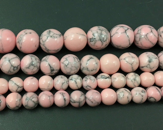 Peach Red Howlite Turquoise  4mm 6mm 8mm 10mm 12mm 15''
