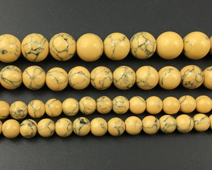 Yellow Howlite Turquoise Beads 4mm 6mm 8mm 10mm 12mm 15''