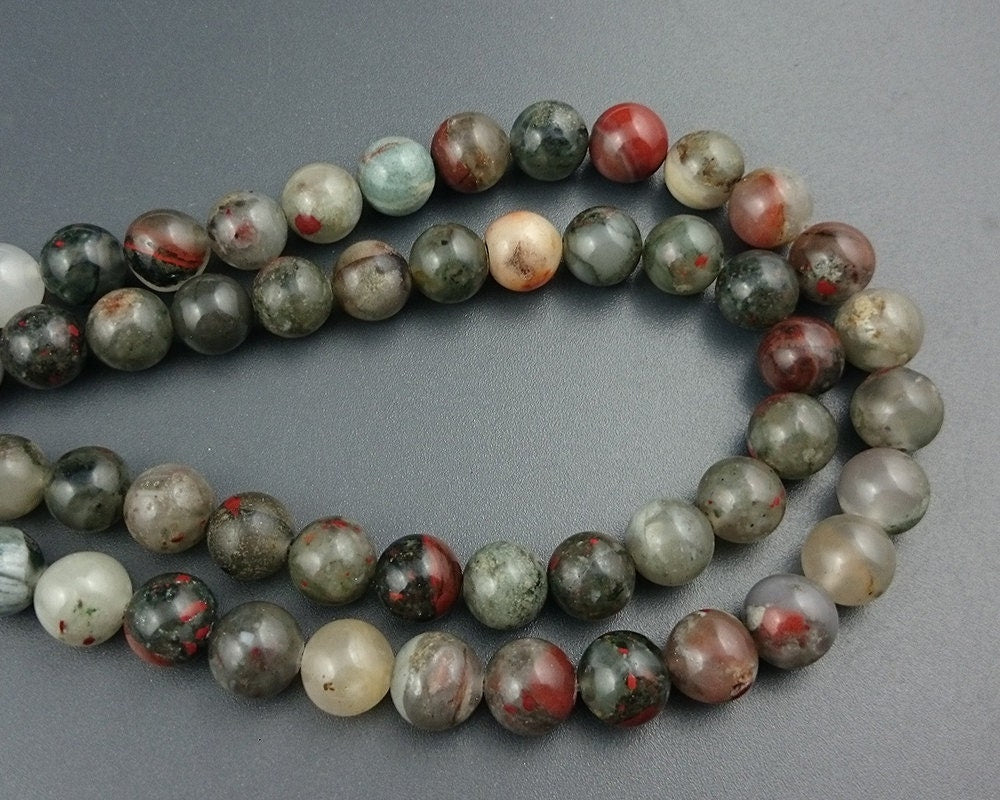 African Bloodstone Beads 4mm 6mm 8mm 10mm 12mm 15''