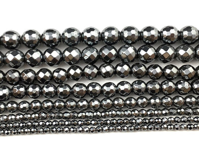 Hematite Faceted 2mm 3mm 4mm 6mm 8mm 10mm 15''