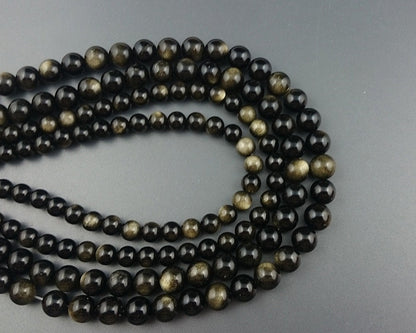 Gold Obsidian Beads 6mm 8mm 10mm 12mm 15''