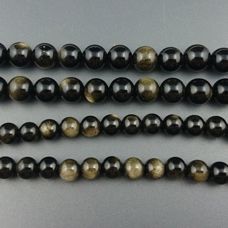 Gold Obsidian Beads 4-20mm 15''