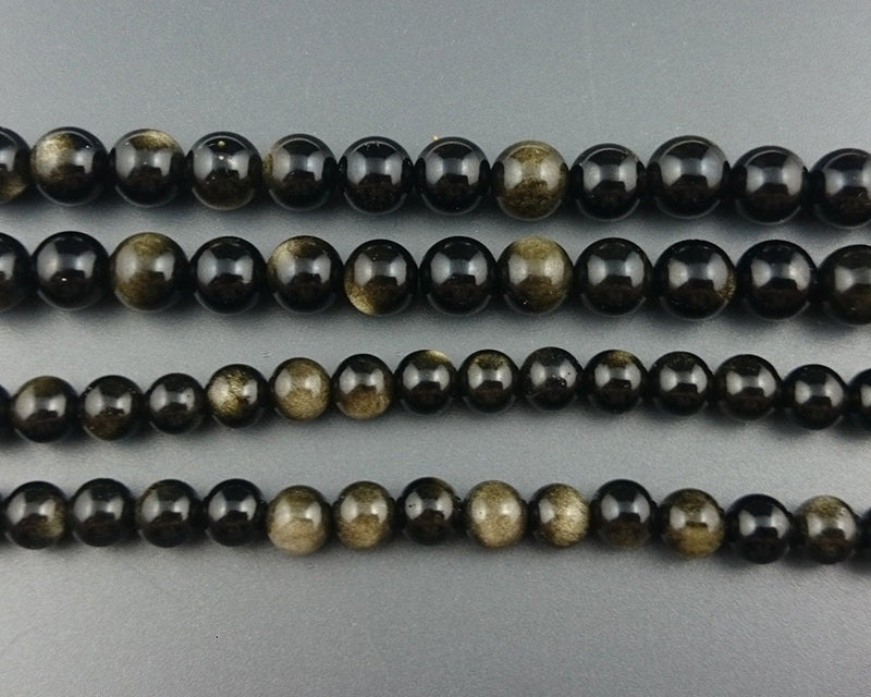 Guld Obsidian Perler 6mm 8mm 10mm 12mm 15''