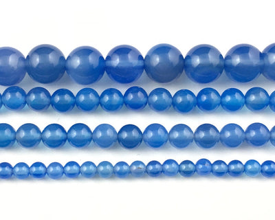 Blue Agate Beads  4mm 6mm 8mm 10mm 12mm 15''