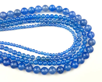 Blue Agate Beads  4mm 6mm 8mm 10mm 12mm 15''