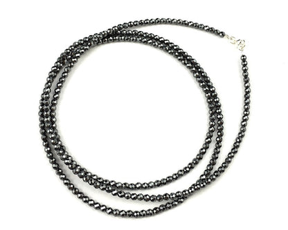 Hematite Necklace 925 Silver Clasp 3mm 4mm