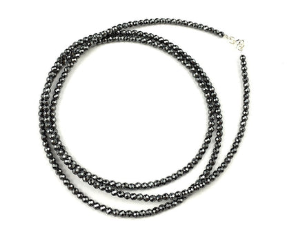 Collier Hématite Fermoir Argent 925 3mm 4mm