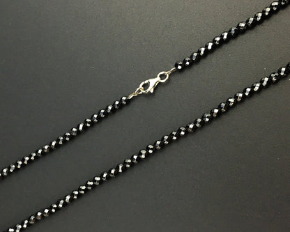 Collier Hématite Fermoir Argent 925 3mm 4mm