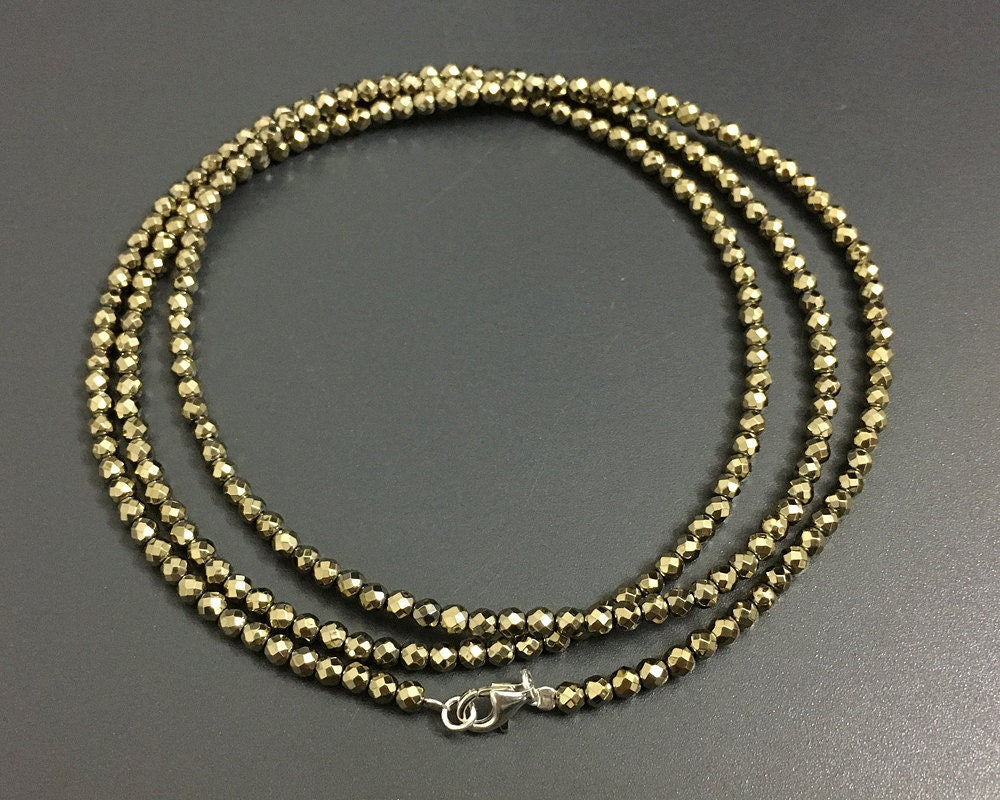 Women Necklace, Men Necklace, Gold Hematite Necklace Jewelry, Chain  Necklace Silver 925 Clasp 3mm 4mm