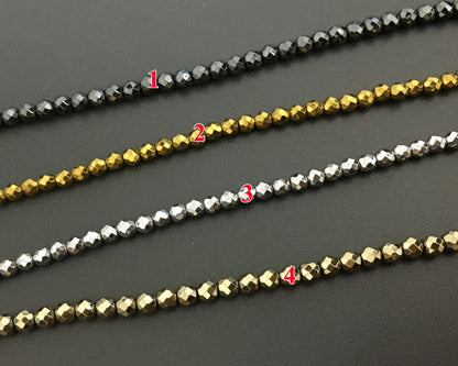 Gold Hematite Necklace Jewelry 925 Silver Clasper 3mm 4mm 30'' 40''