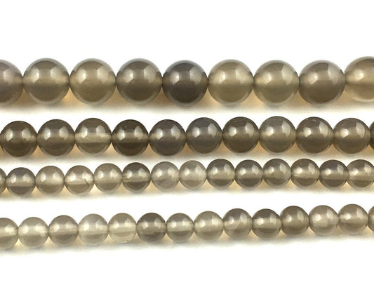 Gray Agate Beads 4mm 6mm 8mm 10mm 12mm 15''