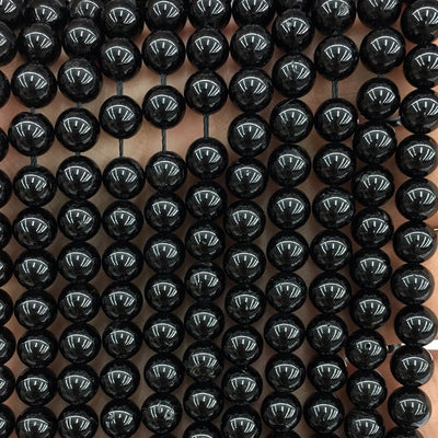 A Black Tourmaline Beads 4mm 6mm 8mm 10mm 12mm 15''