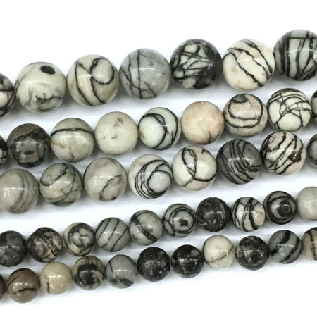Black Silk Jasper Beads 4mm 6mm 8mm 10mm 12mm 15''