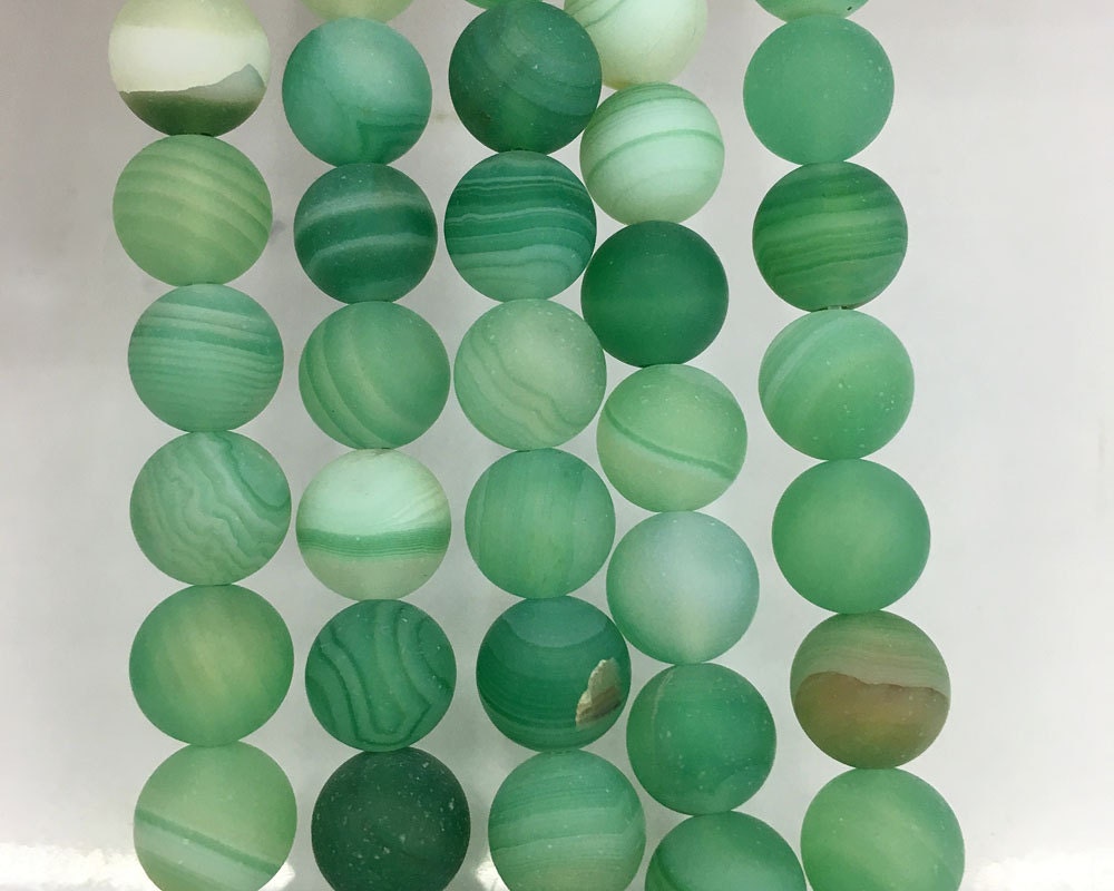 Green Striped Agate Matte Beads 6mm 8mm 10mm 12mm 15''