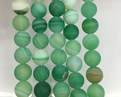 Green Striped Agate Matte Beads 6mm 8mm 10mm 12mm 15''