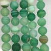 Perles d'agate mate à rayures vertes 6 mm, 8 mm, 10 mm, 12 mm, 15 pouces