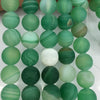 Perles d'agate mate à rayures vertes 6 mm, 8 mm, 10 mm, 12 mm, 15 pouces