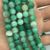 Perles d'agate mate à rayures vertes 6 mm, 8 mm, 10 mm, 12 mm, 15 pouces