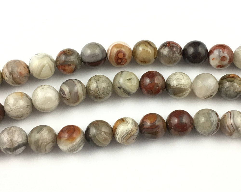 Perles d'agate folle mexicaine 4 mm 6 mm 8 mm 10 mm 15''