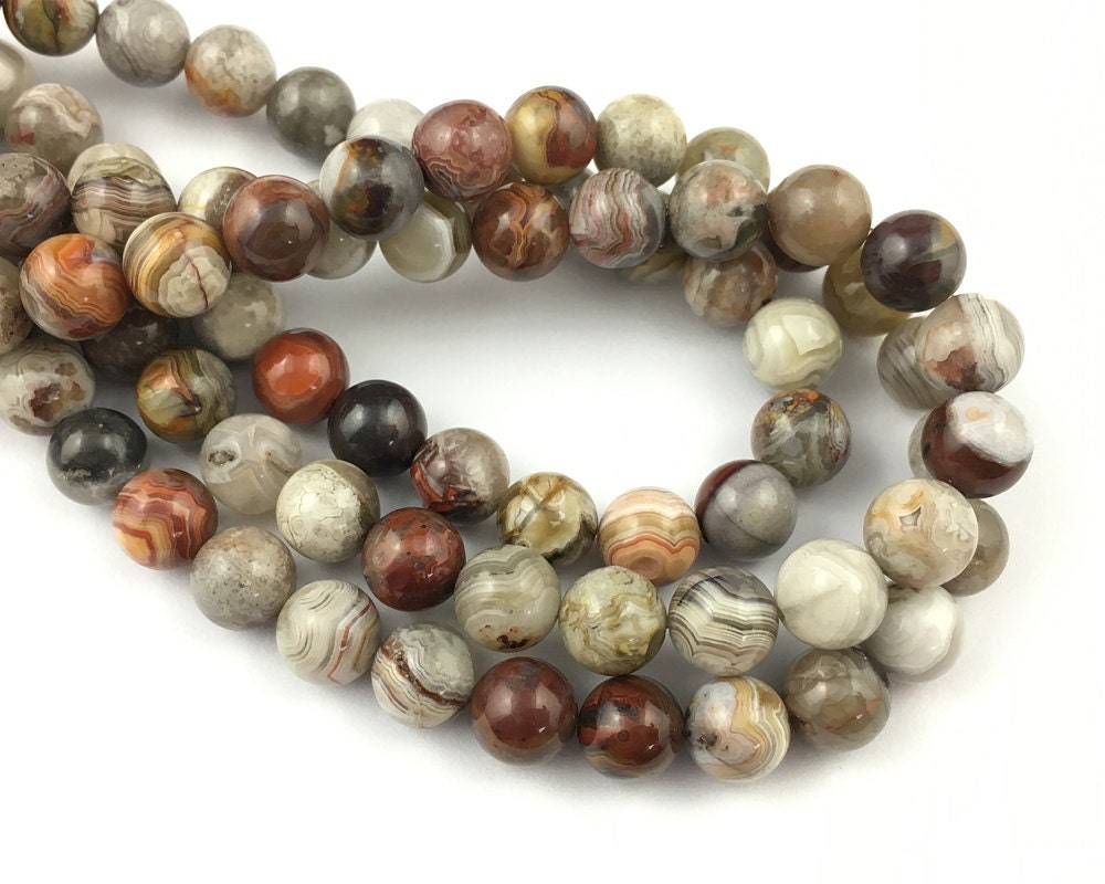 Perles d'agate folle mexicaine 4 mm 6 mm 8 mm 10 mm 15''