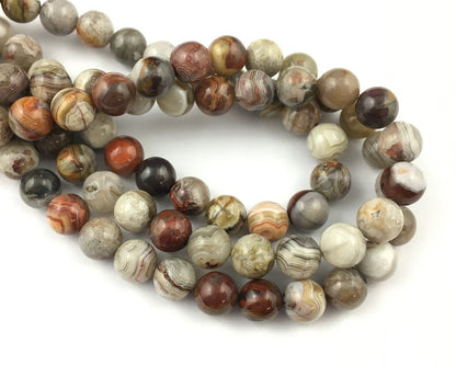 Perles d'agate folle mexicaine 4 mm 6 mm 8 mm 10 mm 15''
