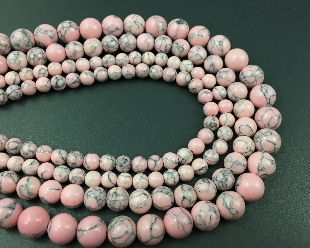 Peach Red Howlite Turquoise  4mm 6mm 8mm 10mm 12mm 15''