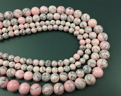 Peach Red Howlite Turquoise  4mm 6mm 8mm 10mm 12mm 15''