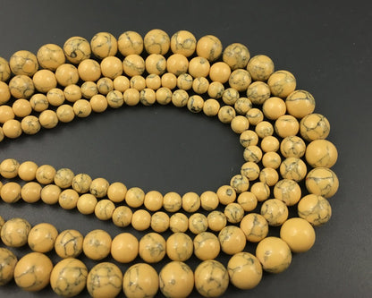 Yellow Howlite Turquoise Beads 4mm 6mm 8mm 10mm 12mm 15''