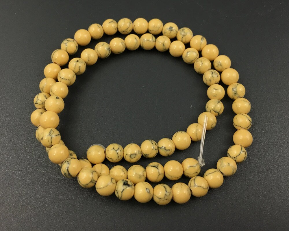 Yellow Howlite Turquoise Beads 4mm 6mm 8mm 10mm 12mm 15''