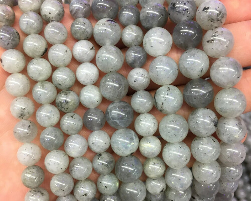 White Gray Labradorite Beads  6mm 8mm 10mm 15''