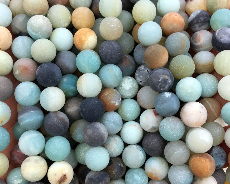 Perles d'amazonite arc-en-ciel mates 4 mm 6 mm 8 mm 10 mm 12 mm 15''