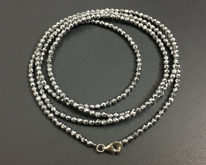 Silver Hematite Necklace 925 Silver Clasp 3mm 4mm 30''