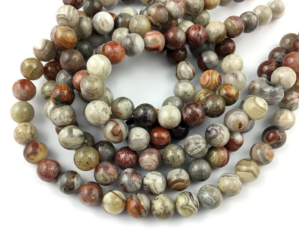 Perles d'agate folle mexicaine 4 mm 6 mm 8 mm 10 mm 15''